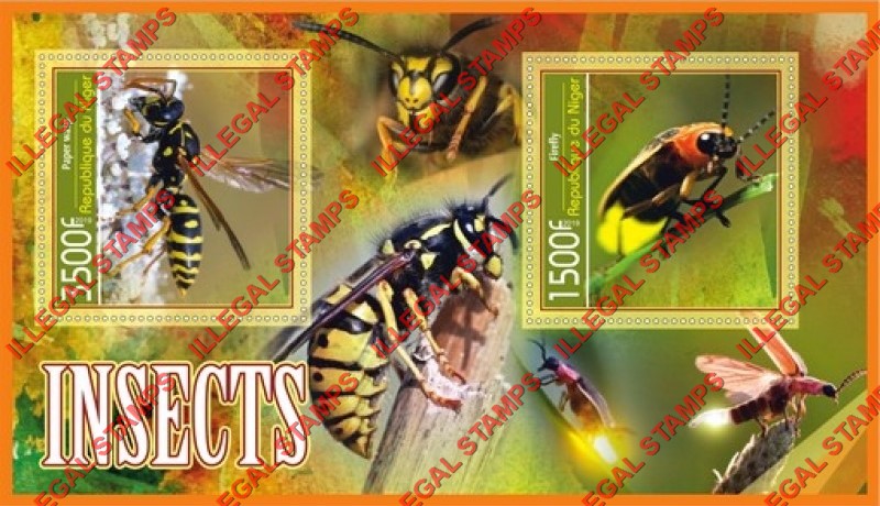 Niger 2019 Insects Illegal Stamp Souvenir Sheet of 2