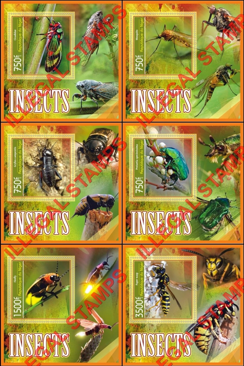 Niger 2019 Insects Illegal Stamp Souvenir Sheets of 1