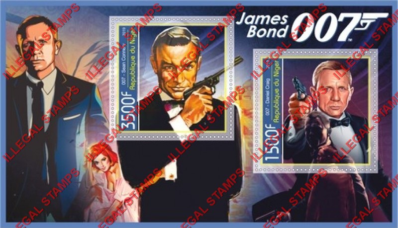 Niger 2019 James Bond 007 Illegal Stamp Souvenir Sheet of 2