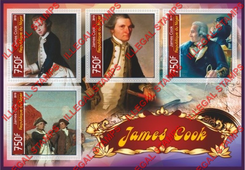Niger 2019 James Cook (different b) Illegal Stamp Souvenir Sheet of 4