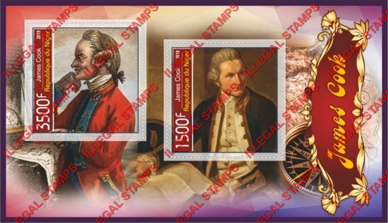 Niger 2019 James Cook (different b) Illegal Stamp Souvenir Sheet of 2