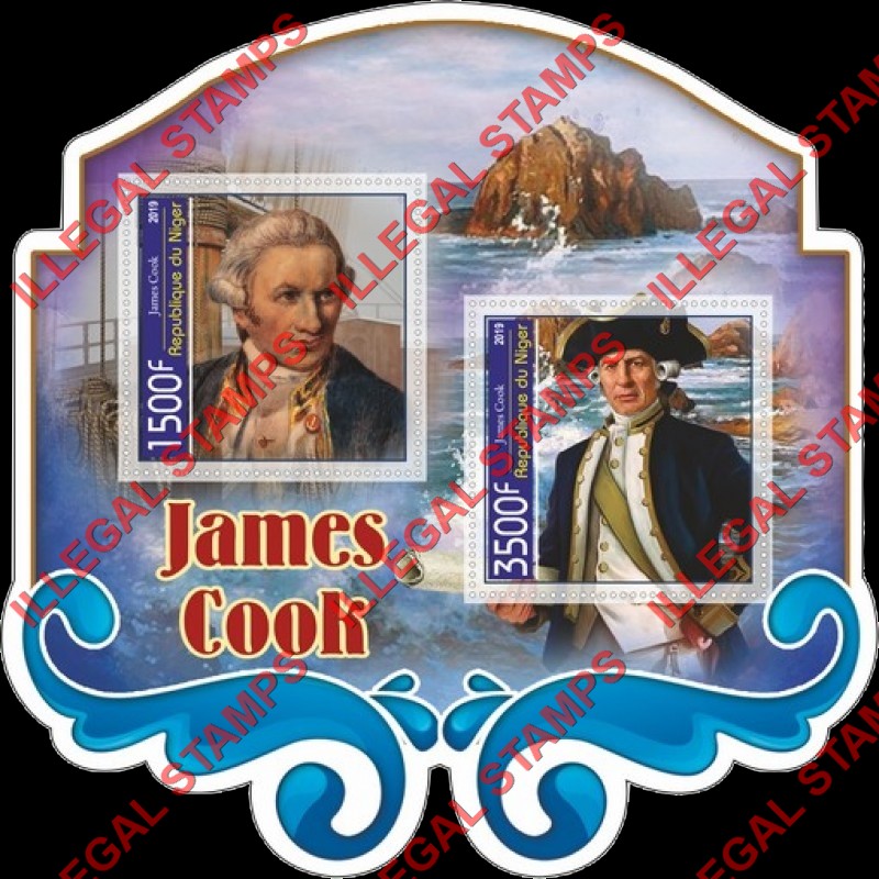 Niger 2019 James Cook (different c) Illegal Stamp Souvenir Sheet of 2