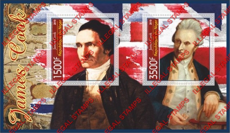 Niger 2019 James Cook (different) Illegal Stamp Souvenir Sheet of 2
