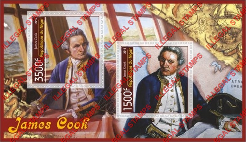 Niger 2019 James Cook Illegal Stamp Souvenir Sheet of 2