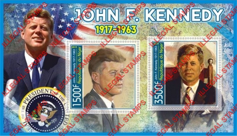 Niger 2019 John F. Kennedy Illegal Stamp Souvenir Sheet of 2