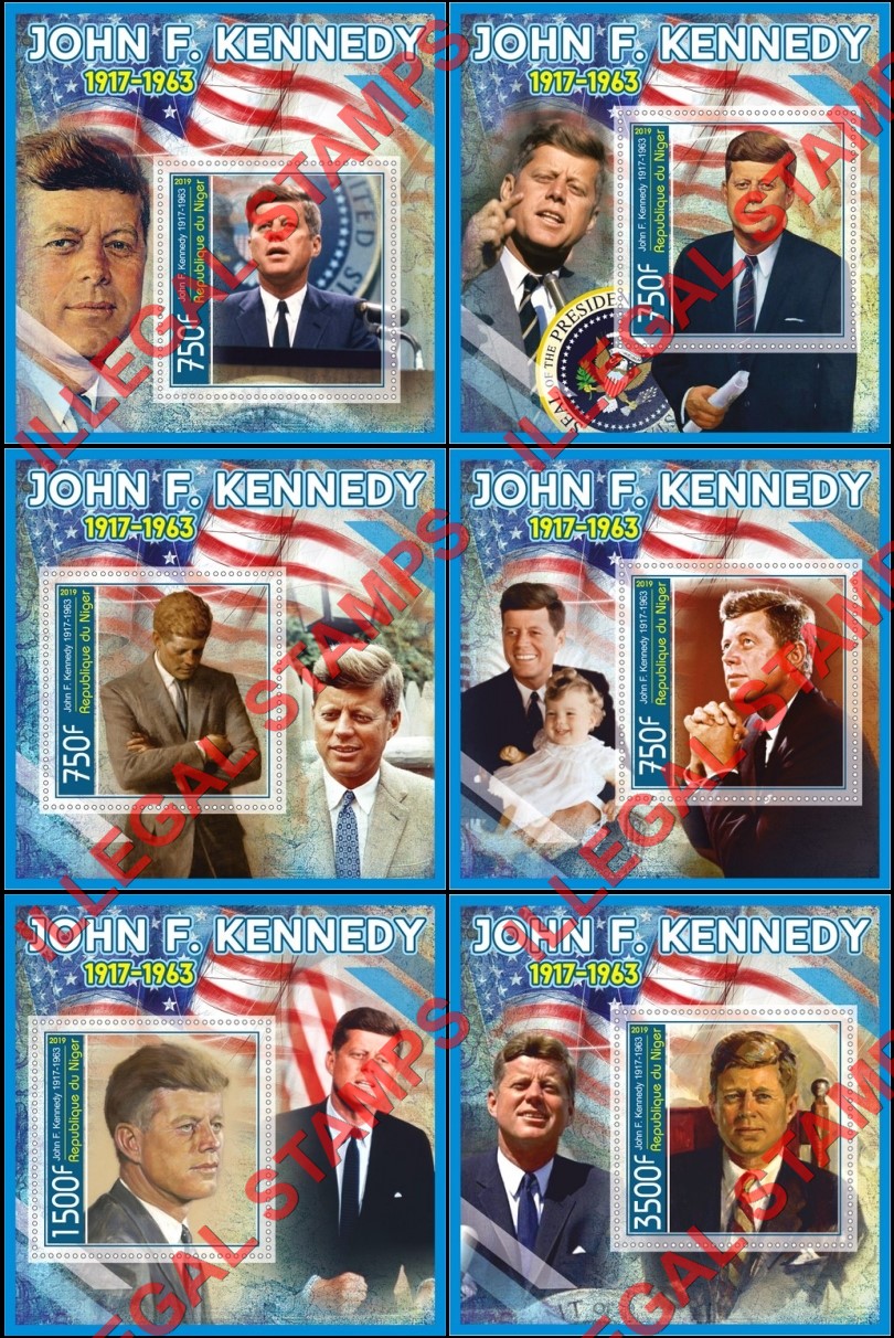 Niger 2019 John F. Kennedy Illegal Stamp Souvenir Sheets of 1