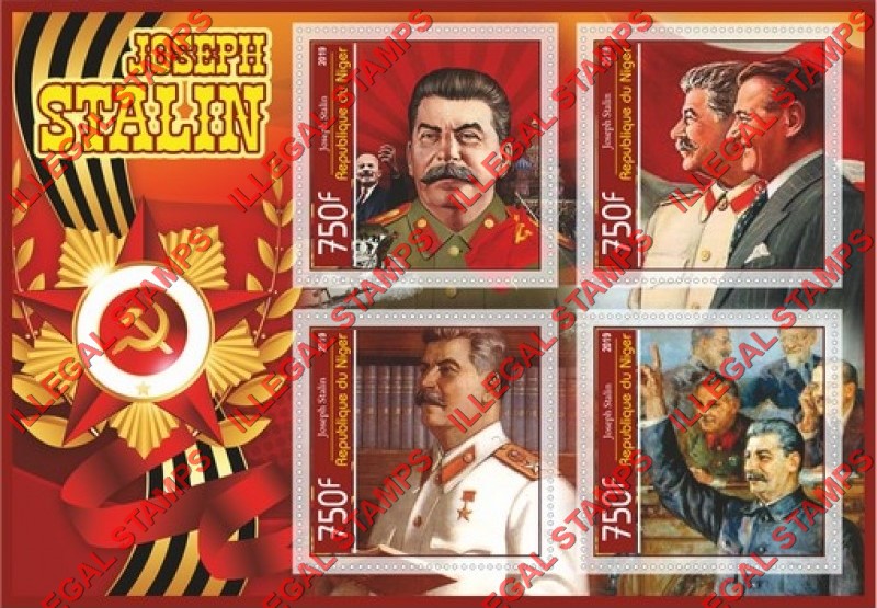 Niger 2019 Joseph Stalin (different) Illegal Stamp Souvenir Sheet of 4