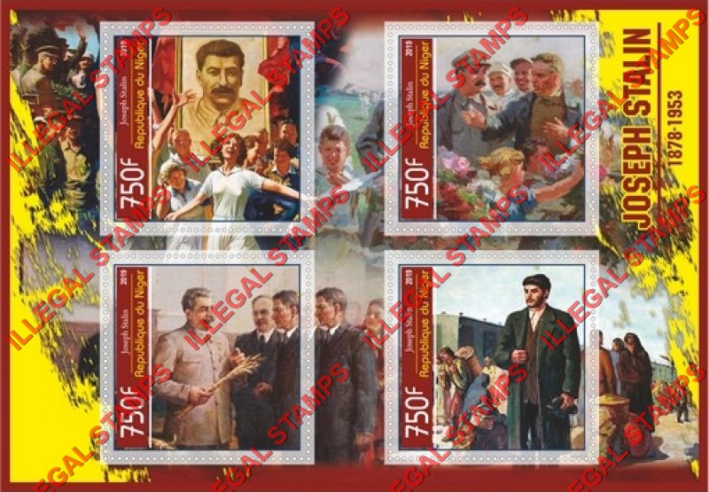 Niger 2019 Joseph Stalin Illegal Stamp Souvenir Sheet of 4