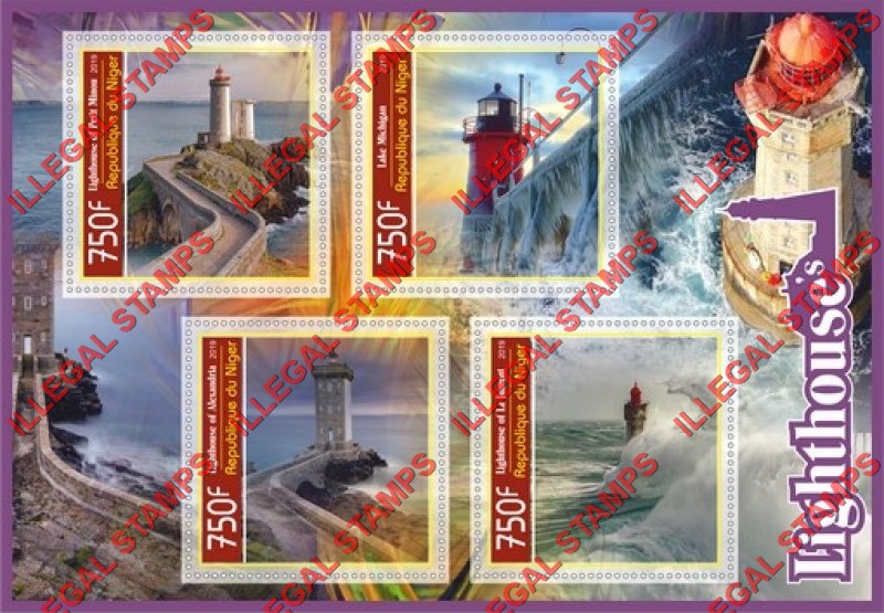 Niger 2019 Lighthouses Illegal Stamp Souvenir Sheet of 4