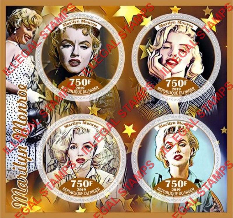Niger 2019 Marilyn Monroe Illegal Stamp Souvenir Sheet of 4