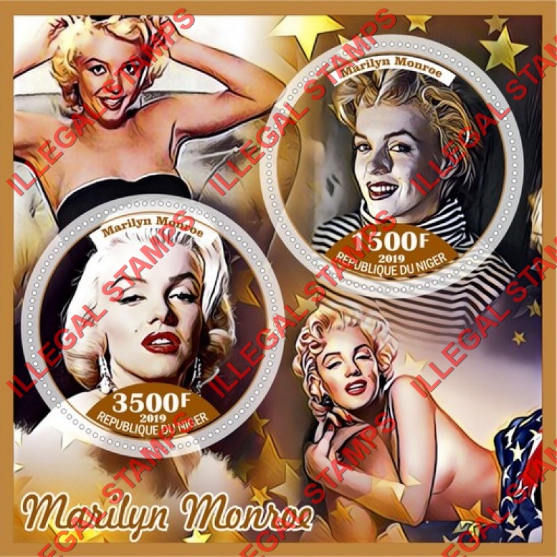 Niger 2019 Marilyn Monroe Illegal Stamp Souvenir Sheet of 2