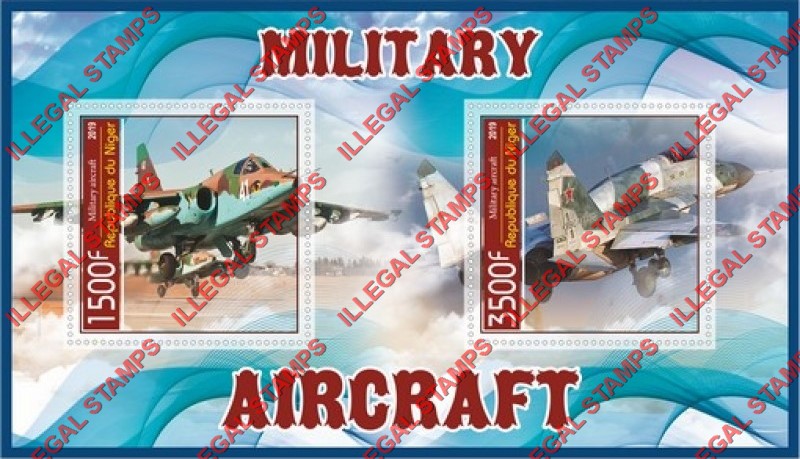 Niger 2019 Military Aircraft Illegal Stamp Souvenir Sheet of 2