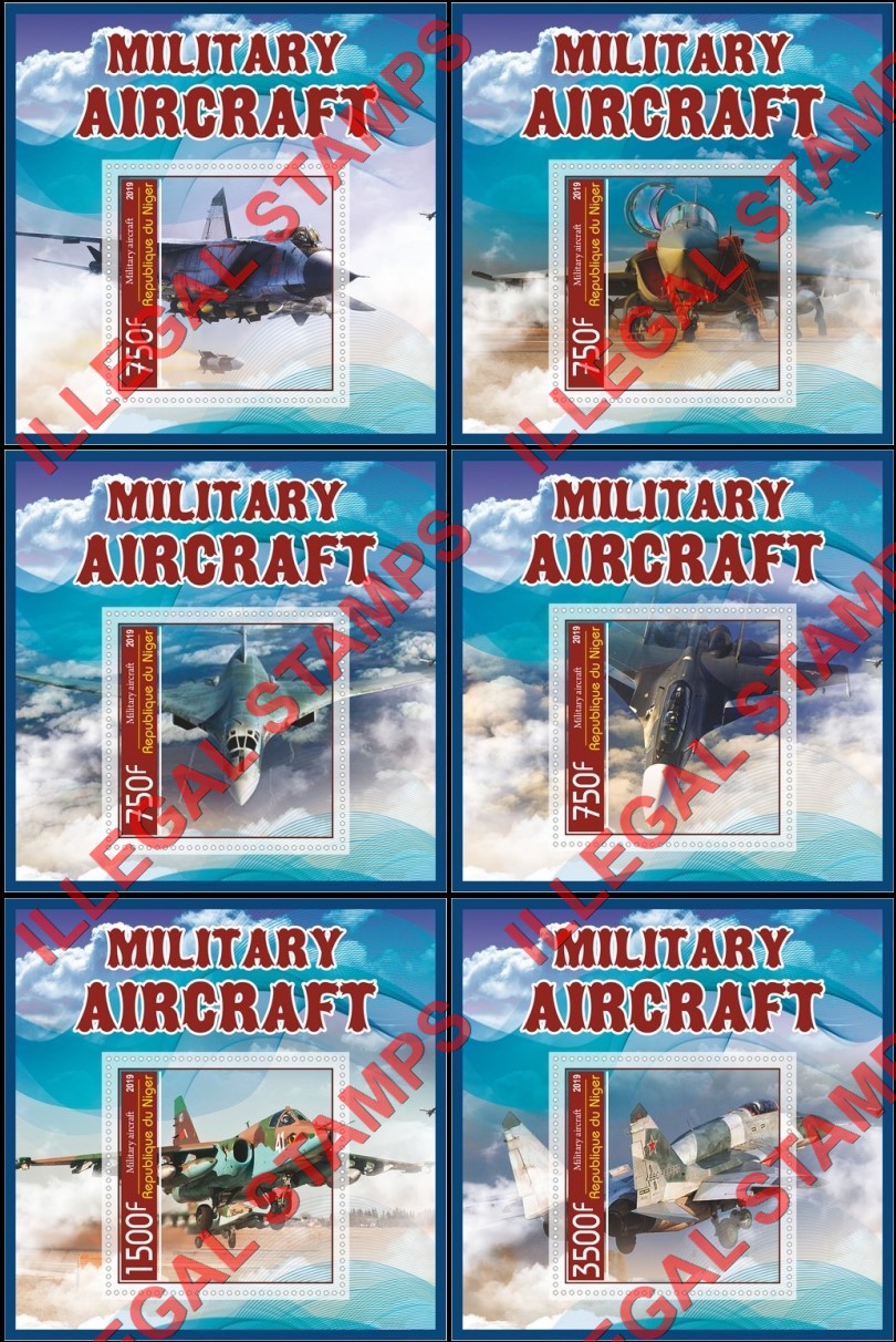 Niger 2019 Military Aircraft Illegal Stamp Souvenir Sheets of 1