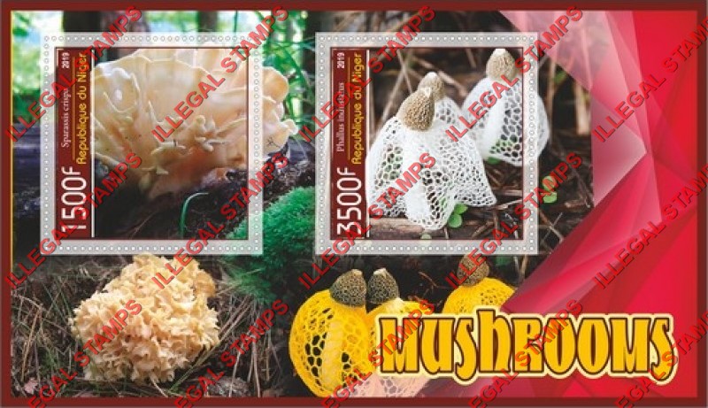 Niger 2019 Mushrooms Illegal Stamp Souvenir Sheet of 2