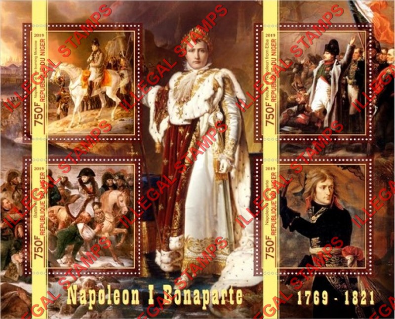 Niger 2019 Napoleon Bonaparte (different a) Illegal Stamp Souvenir Sheet of 4