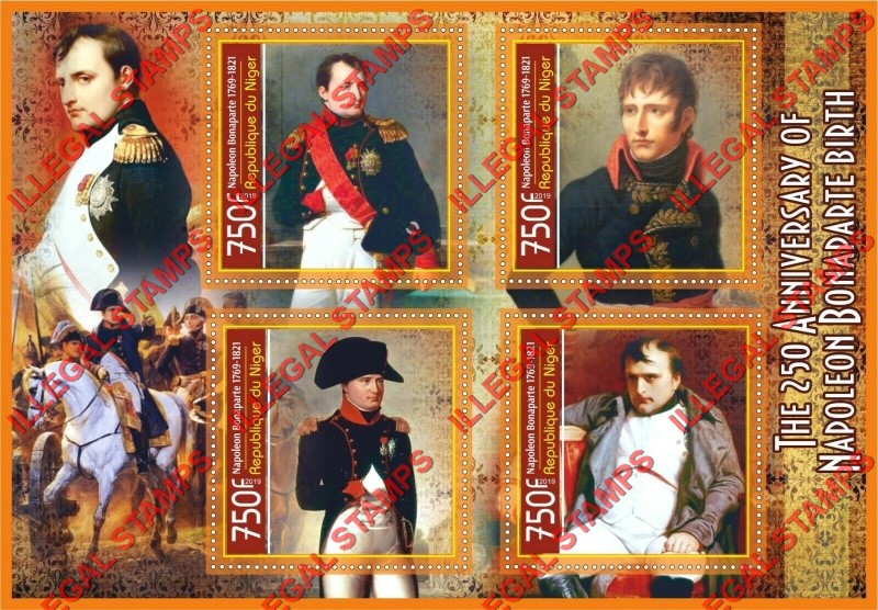 Niger 2019 Napoleon Bonaparte Illegal Stamp Souvenir Sheet of 4
