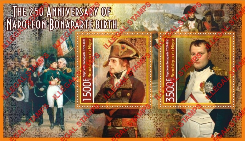 Niger 2019 Napoleon Bonaparte Illegal Stamp Souvenir Sheet of 2