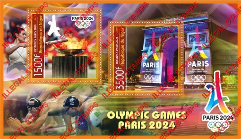 Niger 2019 Olympic Games in Paris 2024 Illegal Stamp Souvenir Sheet of 2