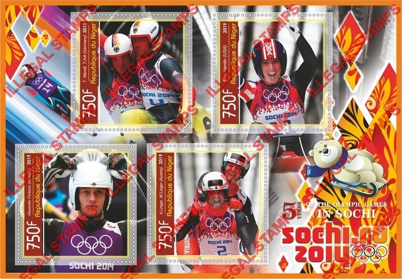 Niger 2019 Olympic Games in Sochi 2014 Illegal Stamp Souvenir Sheet of 4
