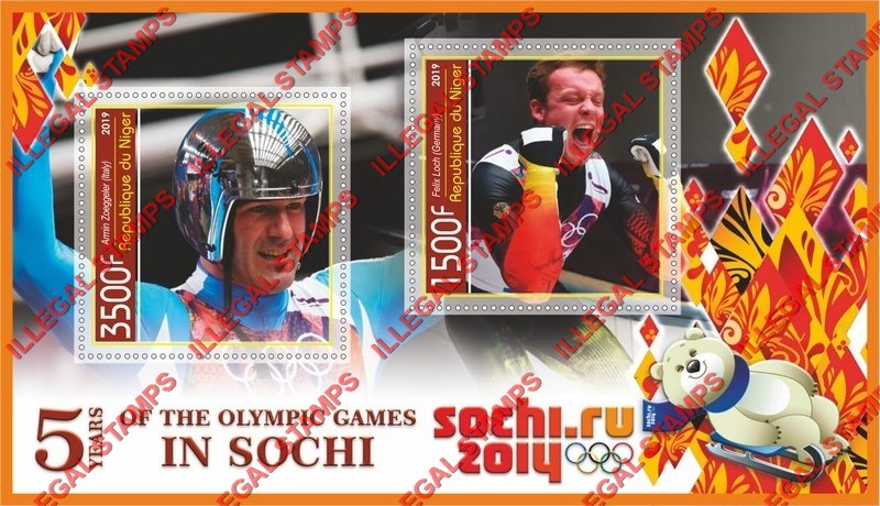Niger 2019 Olympic Games in Sochi 2014 Illegal Stamp Souvenir Sheet of 2
