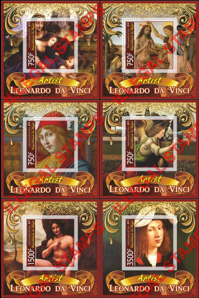 Niger 2019 Paintings by Leonardo da Vinci Illegal Stamp Souvenir Sheets of 1