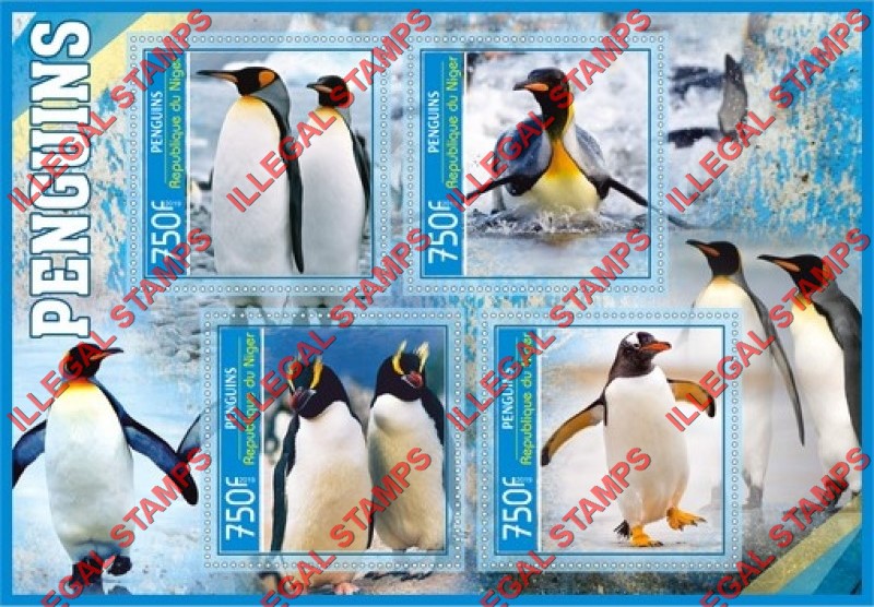 Niger 2019 Penguins Illegal Stamp Souvenir Sheet of 4