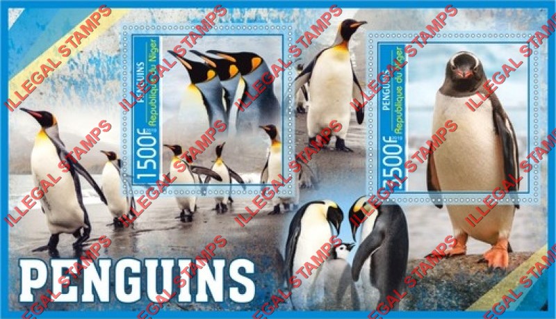 Niger 2019 Penguins Illegal Stamp Souvenir Sheet of 2