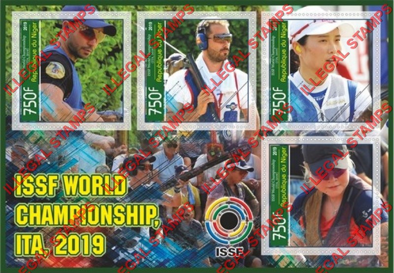 Niger 2019 Shooting ISSF World Championship Illegal Stamp Souvenir Sheet of 4