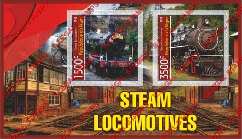 Niger 2019 Steam Locomotives Illegal Stamp Souvenir Sheet of 2