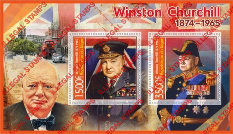 Niger 2019 Winston Churchill (different a) Illegal Stamp Souvenir Sheet of 2