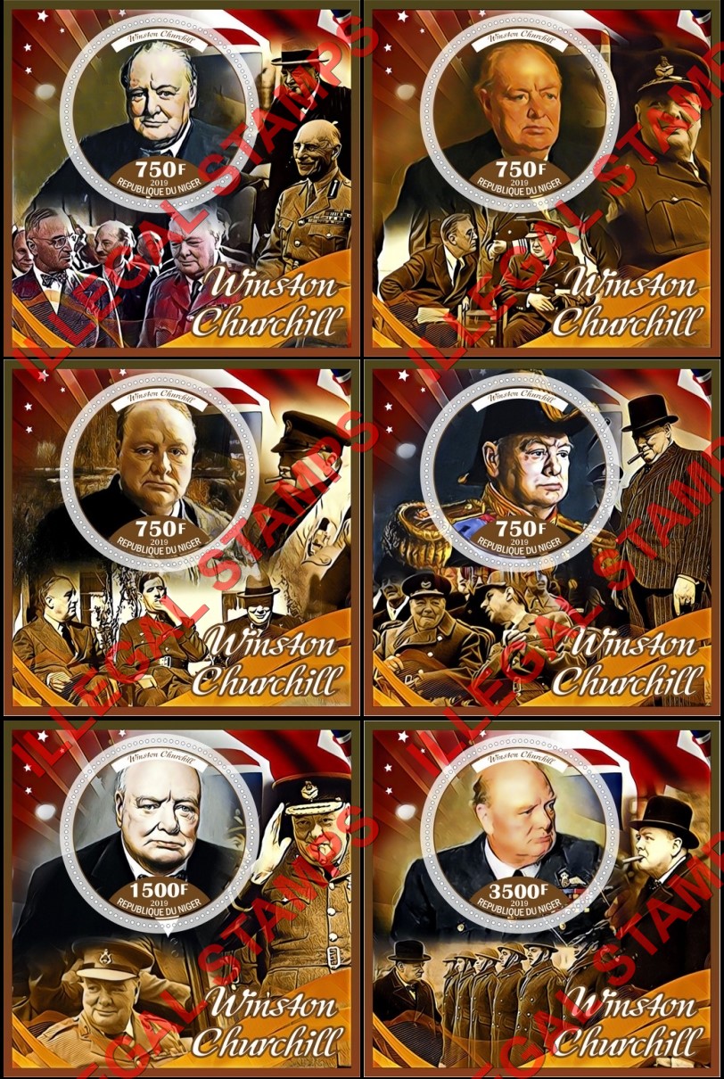 Niger 2019 Winston Churchill (different) Illegal Stamp Souvenir Sheets of 1