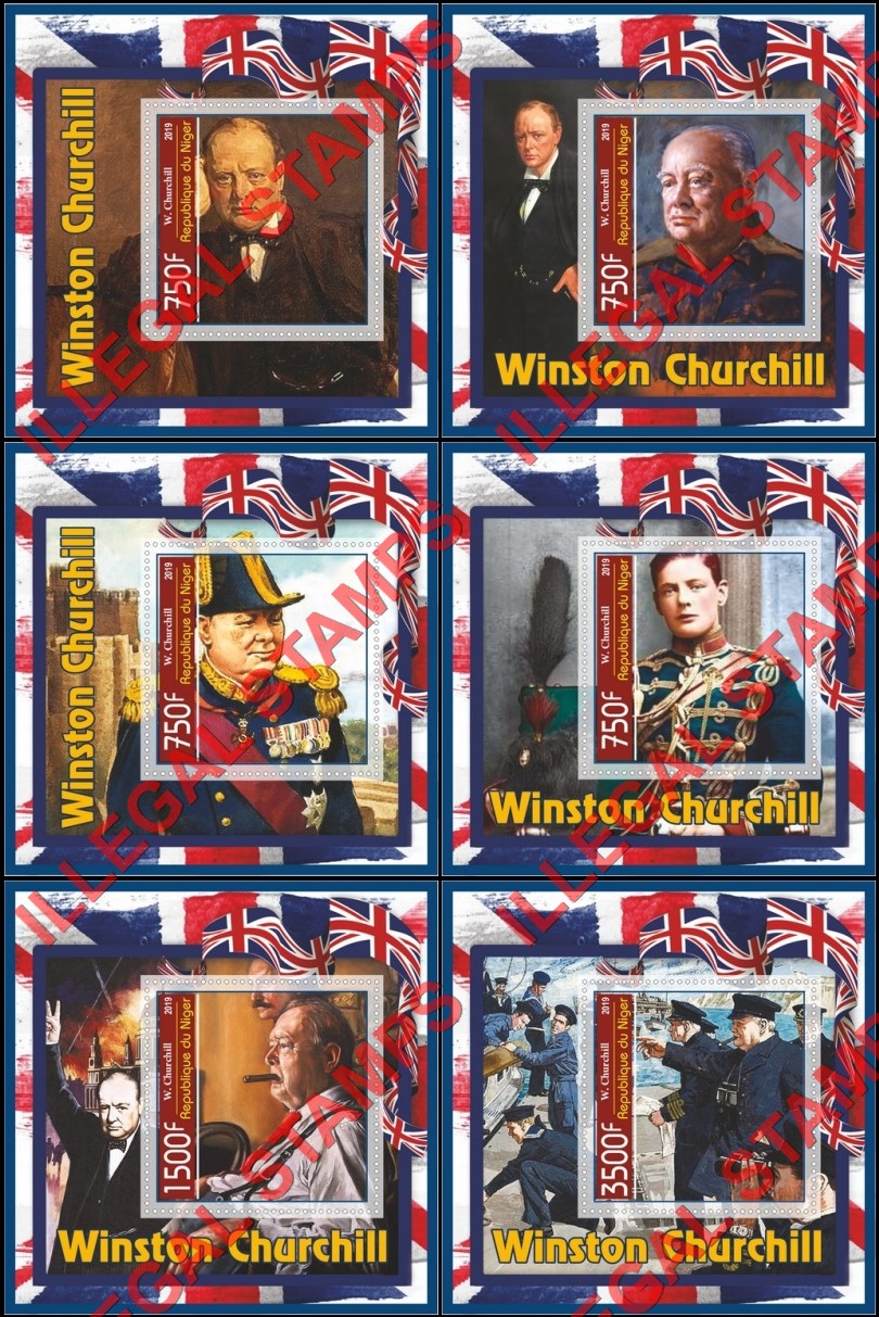Niger 2019 Winston Churchill Illegal Stamp Souvenir Sheets of 1