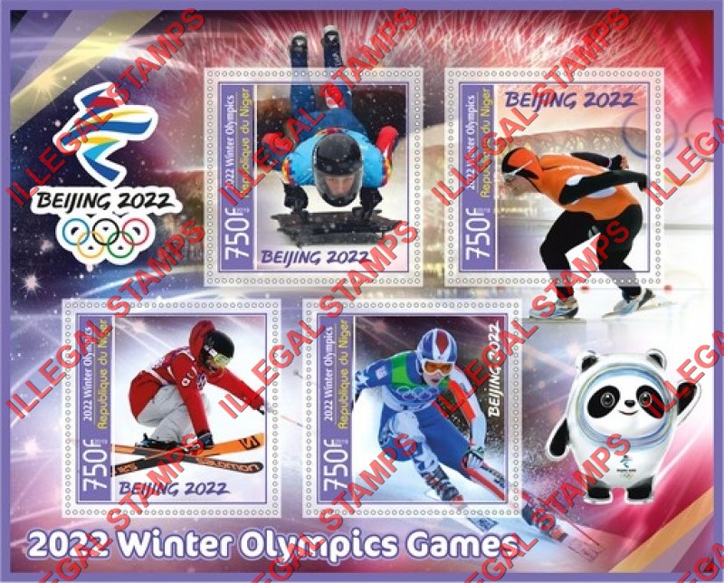 Niger 2019 Winter Olympic Games Beijing 2022 Illegal Stamp Souvenir Sheet of 4