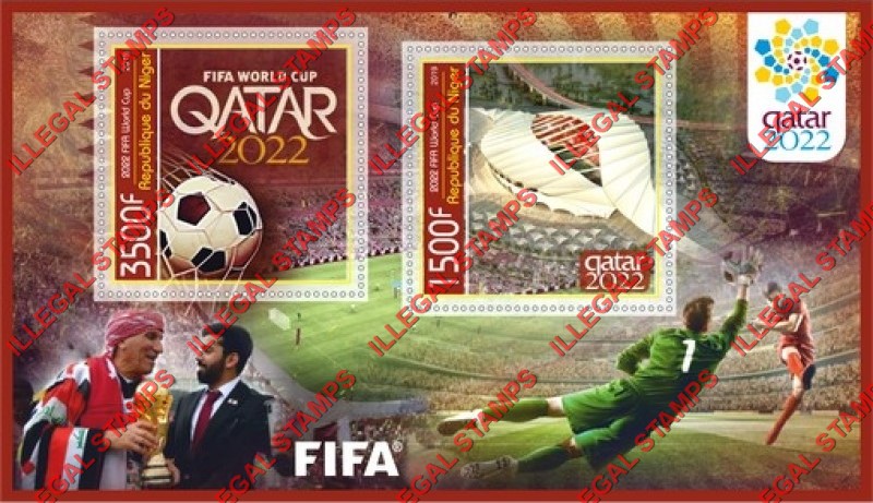 Niger 2019 World Cup Soccer Football Qatar 2022 Illegal Stamp Souvenir Sheet of 2