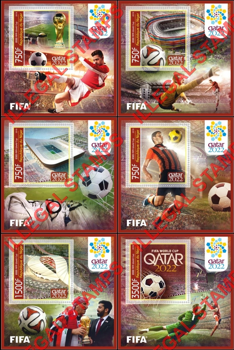 Niger 2019 World Cup Soccer Football Qatar 2022 Illegal Stamp Souvenir Sheets of 1