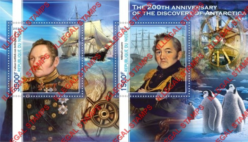 Niger 2020 Antarctica Discovery Sailing Ships Illegal Stamp Souvenir Sheet of 2