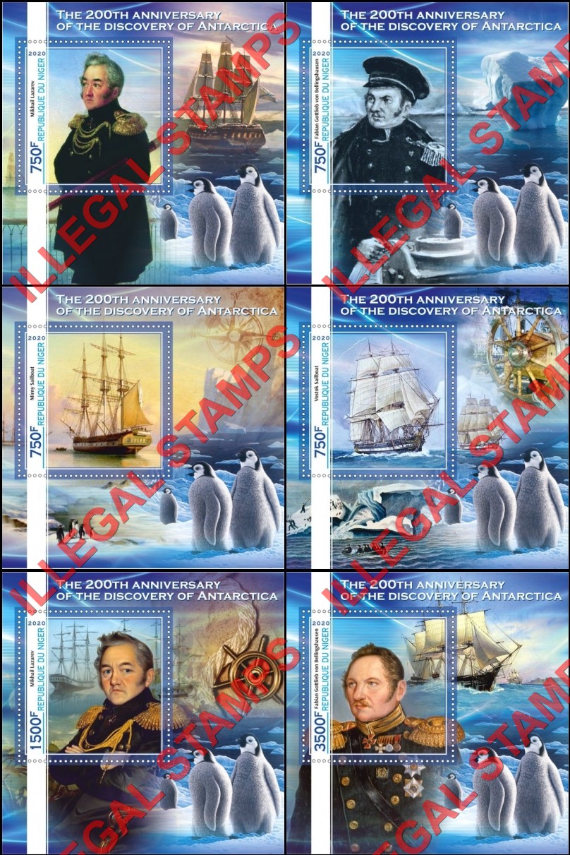 Niger 2020 Antarctica Discovery Sailing Ships Illegal Stamp Souvenir Sheets of 1