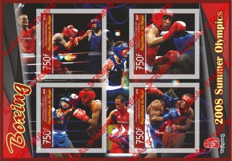 Niger 2020 Boxing Summer Olympics Beijing 2008 Illegal Stamp Souvenir Sheet of 4