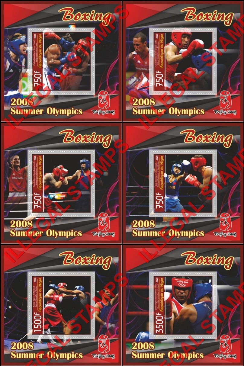 Niger 2020 Boxing Summer Olympics Beijing 2008 Illegal Stamp Souvenir Sheets of 1