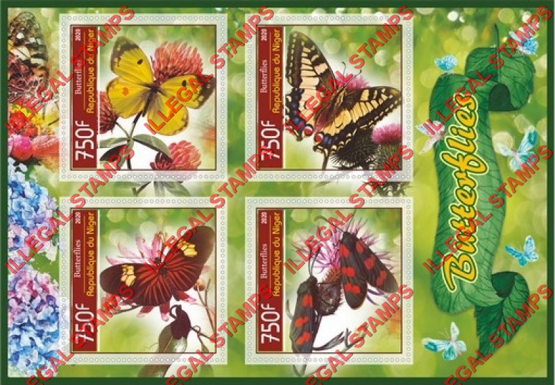 Niger 2020 Butterflies Illegal Stamp Souvenir Sheet of 4