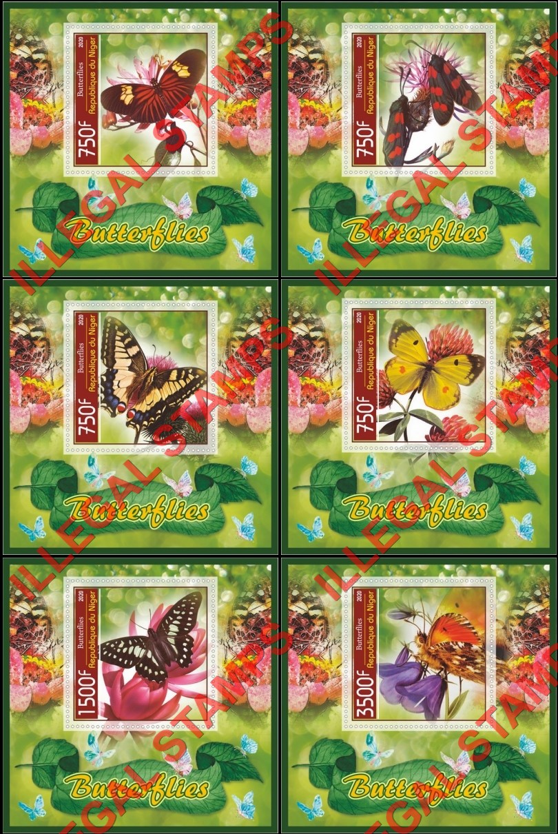 Niger 2020 Butterflies Illegal Stamp Souvenir Sheets of 1