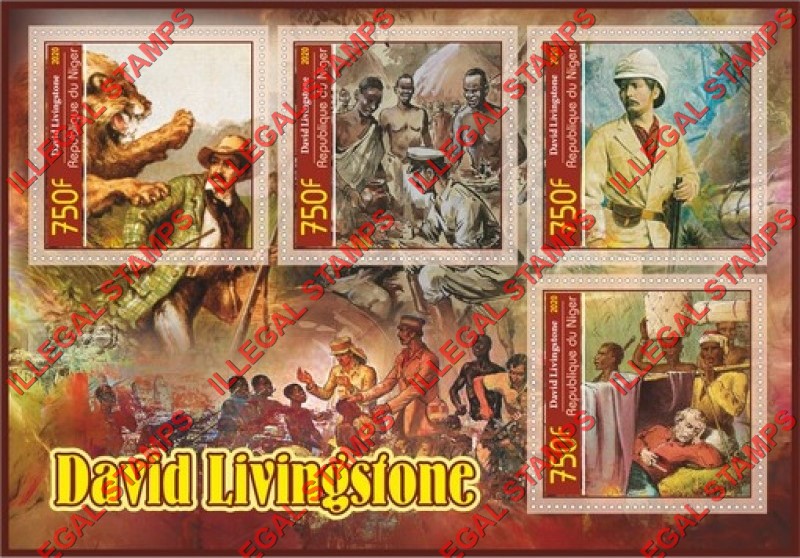 Niger 2020 David Livingstone Illegal Stamp Souvenir Sheet of 4