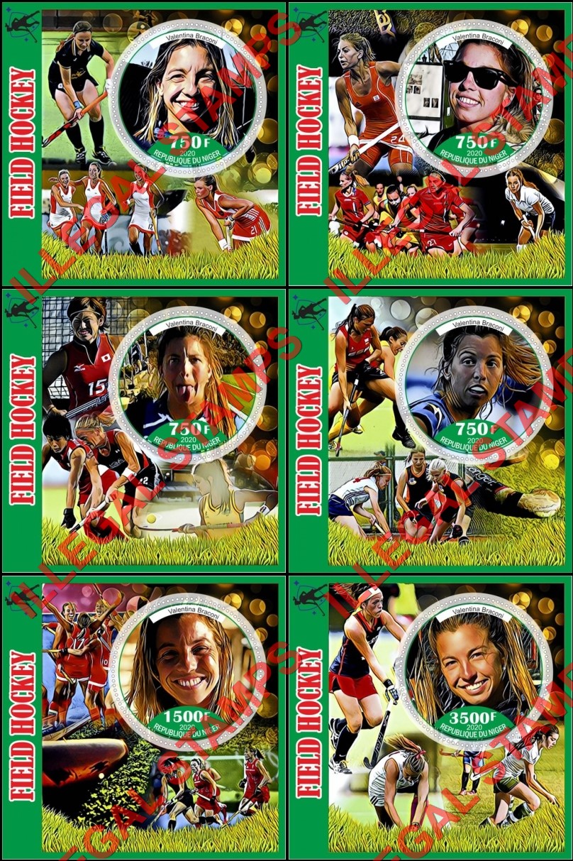 Niger 2020 Field Hockey Illegal Stamp Souvenir Sheets of 1