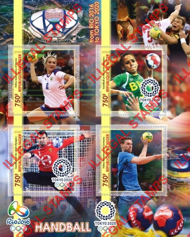 Niger 2020 Handball Olympics Rio 2016 and Tokyo 2020 Illegal Stamp Souvenir Sheet of 4