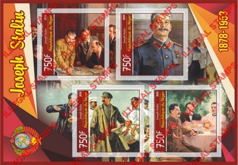 Niger 2020 Joseph Stalin (different) Illegal Stamp Souvenir Sheet of 4