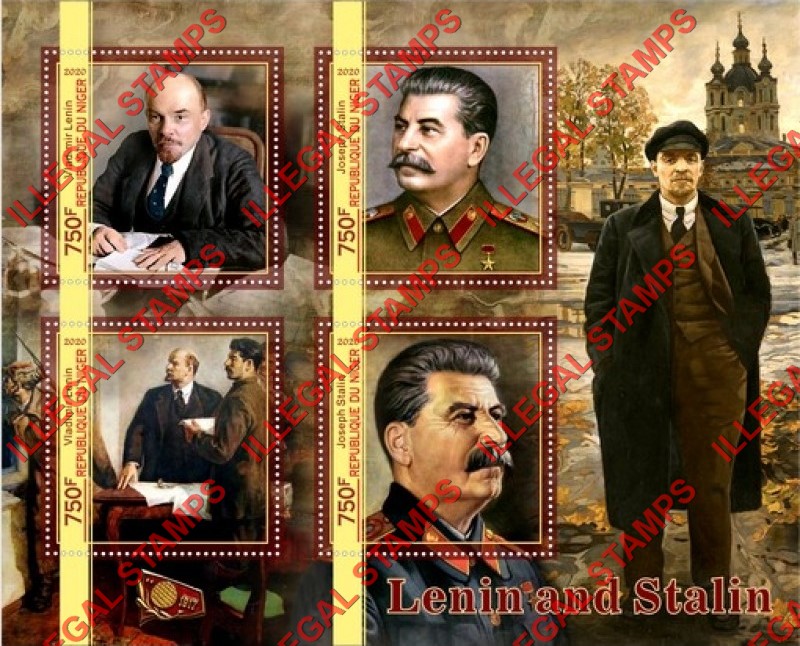 Niger 2020 Lenin and Stalin Illegal Stamp Souvenir Sheet of 4