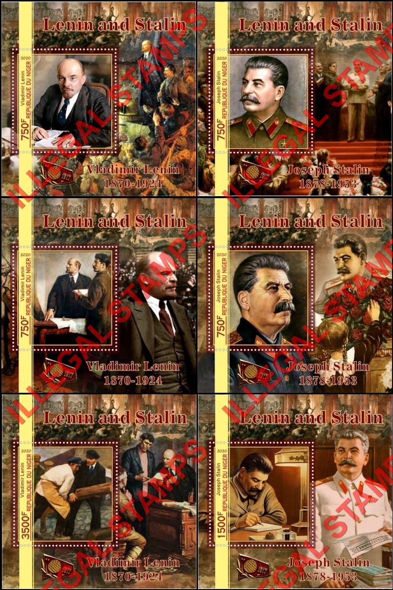 Niger 2020 Lenin and Stalin Illegal Stamp Souvenir Sheets of 1