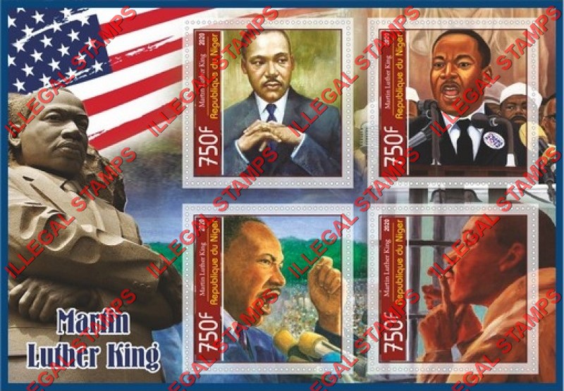 Niger 2020 Martin Luther King (different) Illegal Stamp Souvenir Sheet of 4