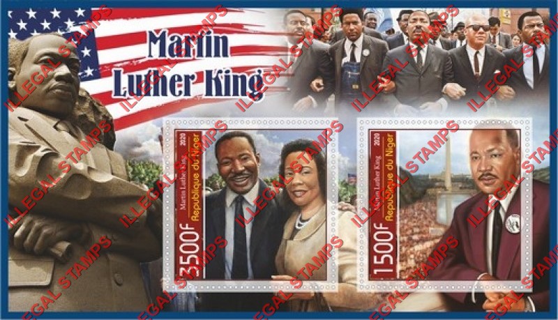 Niger 2020 Martin Luther King (different) Illegal Stamp Souvenir Sheet of 2