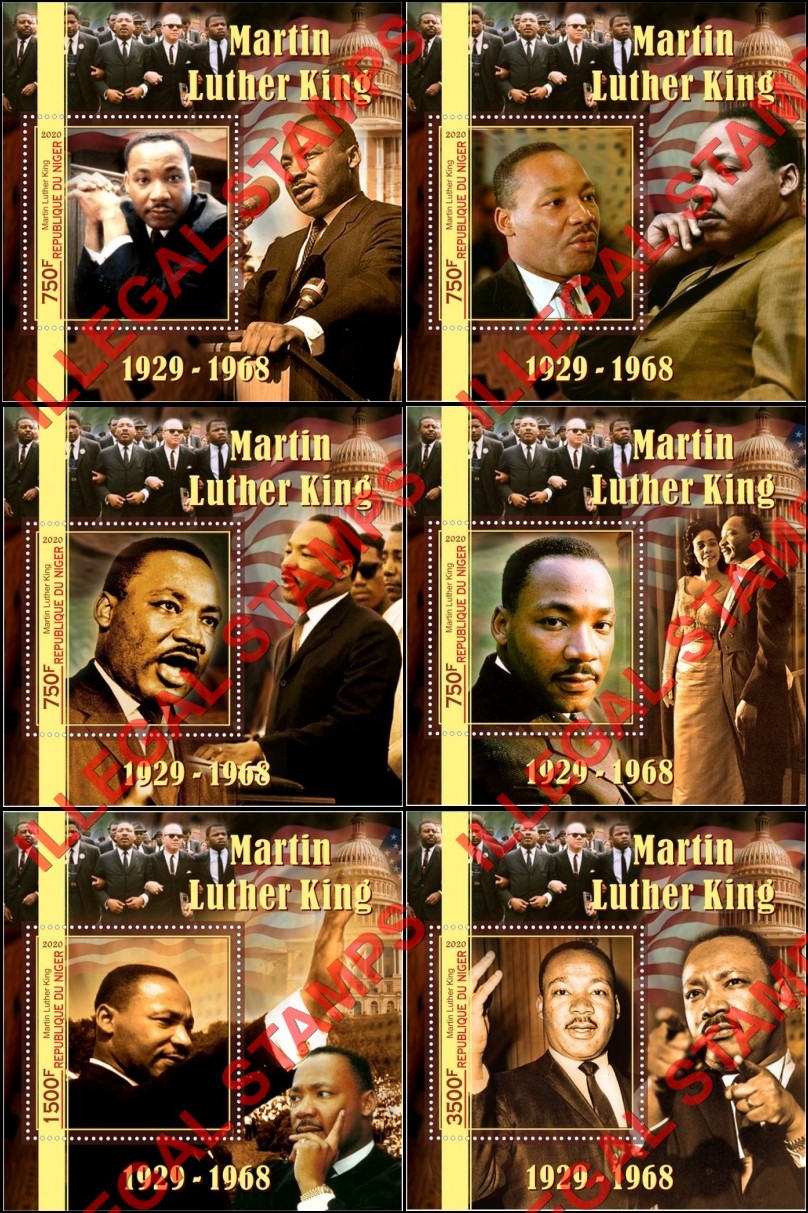 Niger 2020 Martin Luther King Illegal Stamp Souvenir Sheets of 1